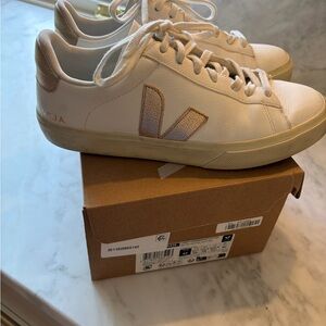 Veja White and Cream Sneakers